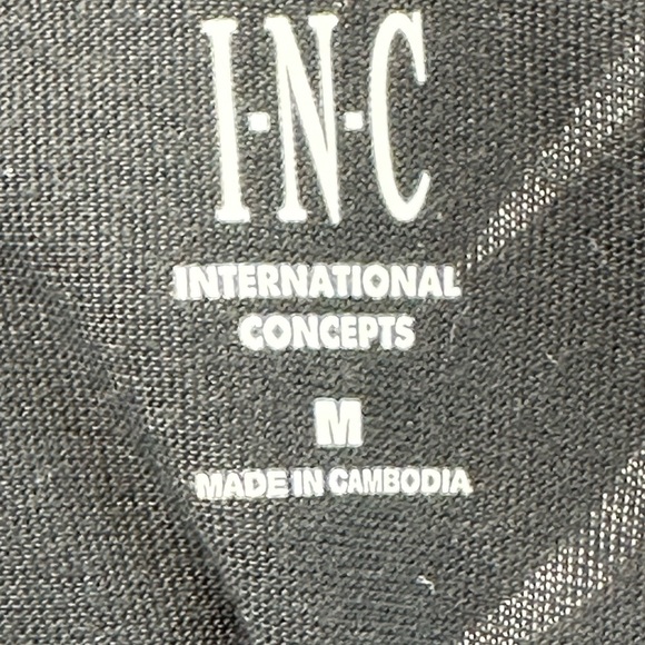 INC International Concepts Short Sleeve Collared Tee Shirt - Deep Black - Medium - Picture 3 of 7